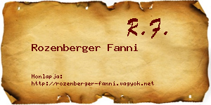 Rozenberger Fanni névjegykártya